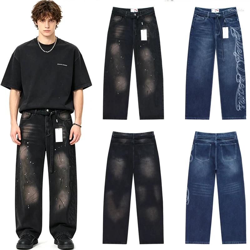 Men' s Jeans America Style Letter Embroidered Loose Retr
