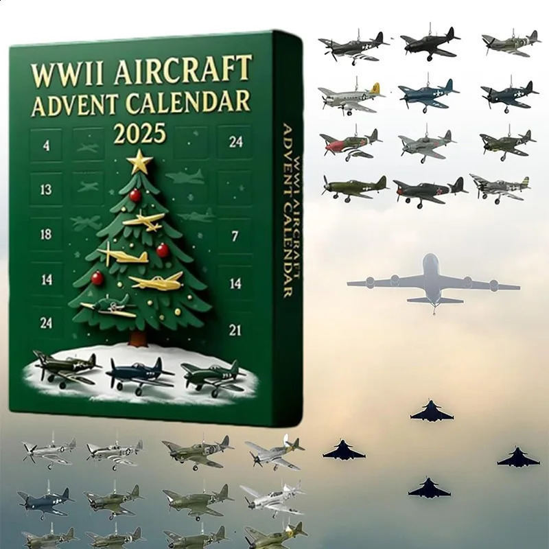Airplane Tractor 2D Pendant Advent Calendar Christmas Gift 24 Day Countdown Retro Engine Acrylic Hanging Decoration Blind Box 260907 - view 3