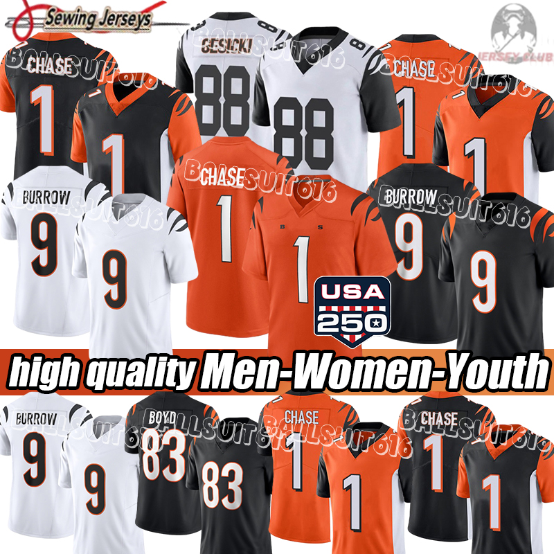 Bengalsjersey Joe Burrow Ja Marr Chase Maglie Zack Moss Andrei Iosivas Mike Gesicki Orlando Brown Jr. Maglia Bengalss Maglie Da Calcio-image