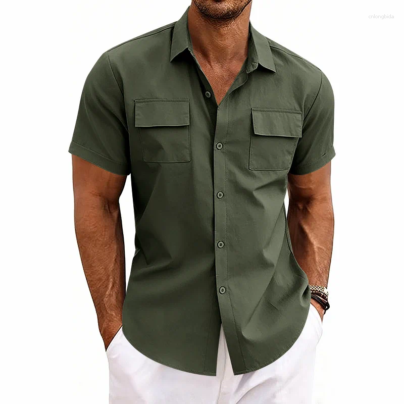 Men' s Casual Shirts Men Plus Size Summer Short Sleeve C - view 4