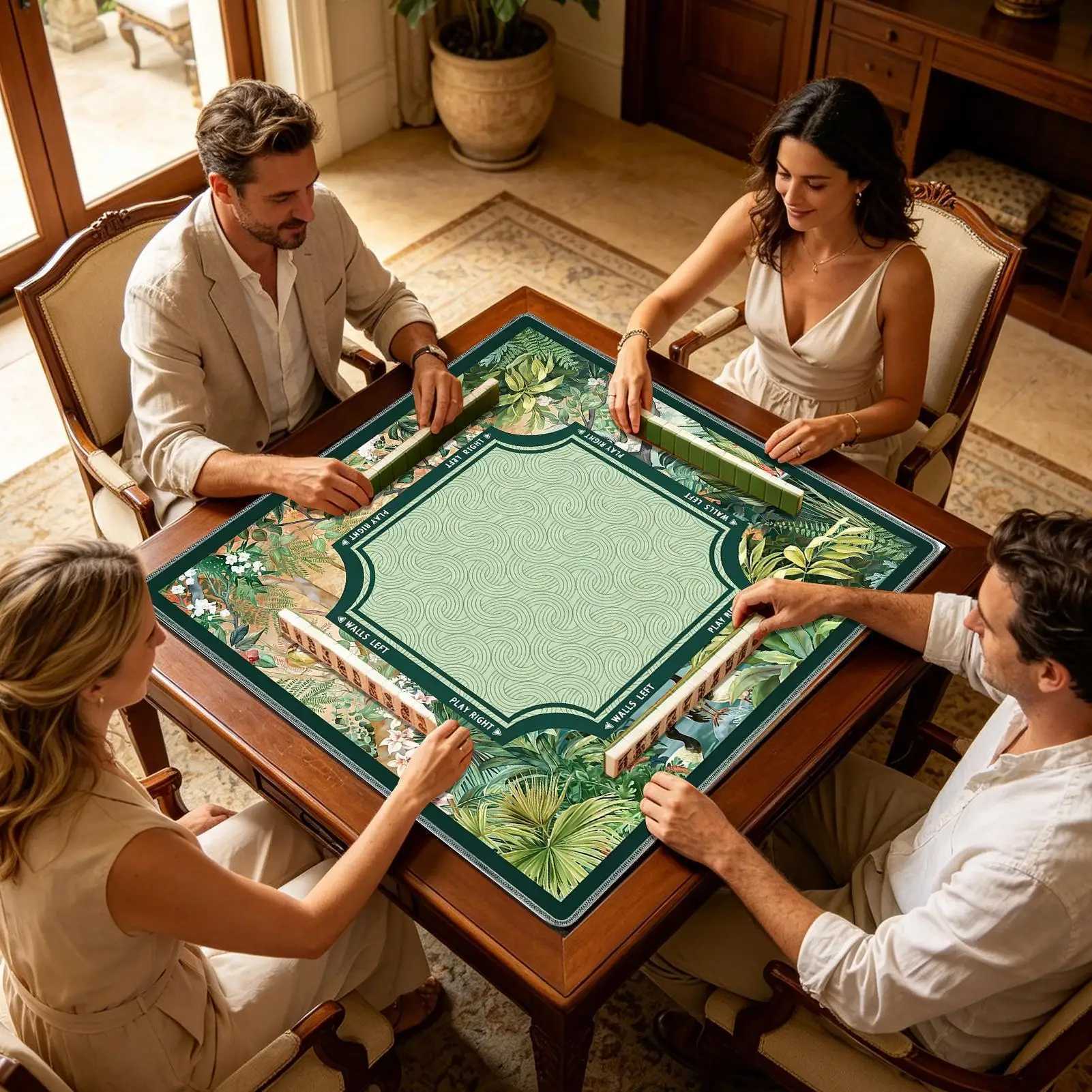 80x80cm Non-Slip Mahjong Mat for Table Noise Reduction Tropical Mahjong Mat Table Cover for Tile Games Home Dorm Apartment Z260908 - view 4