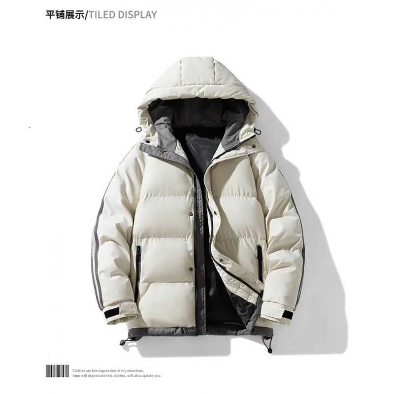Unisex Cotton Winter Jacket Men's Women's Patchwork Color Padded Coat Windproof Warm Cotton Zipper Hooded Outwear DailyT260907 - view 4