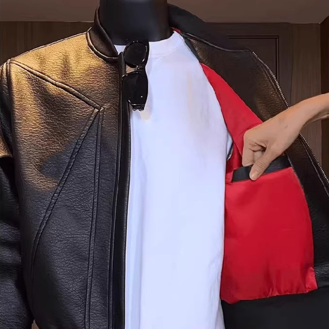 Designer Jacket American Luxury Fashion Brand Men's Stand Up Collar PU Leather Slim Fit Flying Baseball Jacket Youth Outdoor Sports And Leisure B - view 8