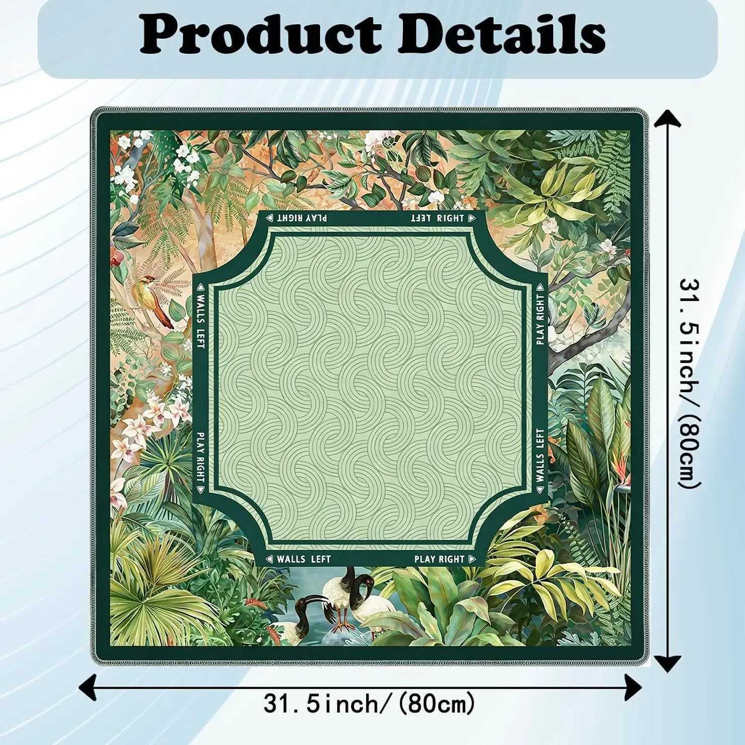 80x80cm Non-Slip Mahjong Mat for Table Noise Reduction Tropical Mahjong Mat Table Cover for Tile Games Home Dorm Apartment Z260908 - view 7