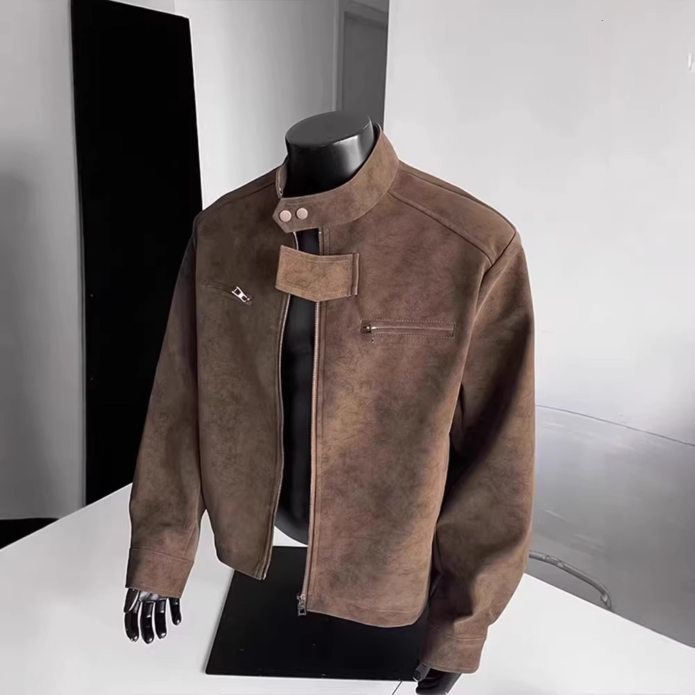 Designer Jacket American Luxury Fashion Brand Men's Stand Up Collar PU Leather Slim Fit Flying Baseball Jacket Youth Outdoor Sports And Leisure B - view 5