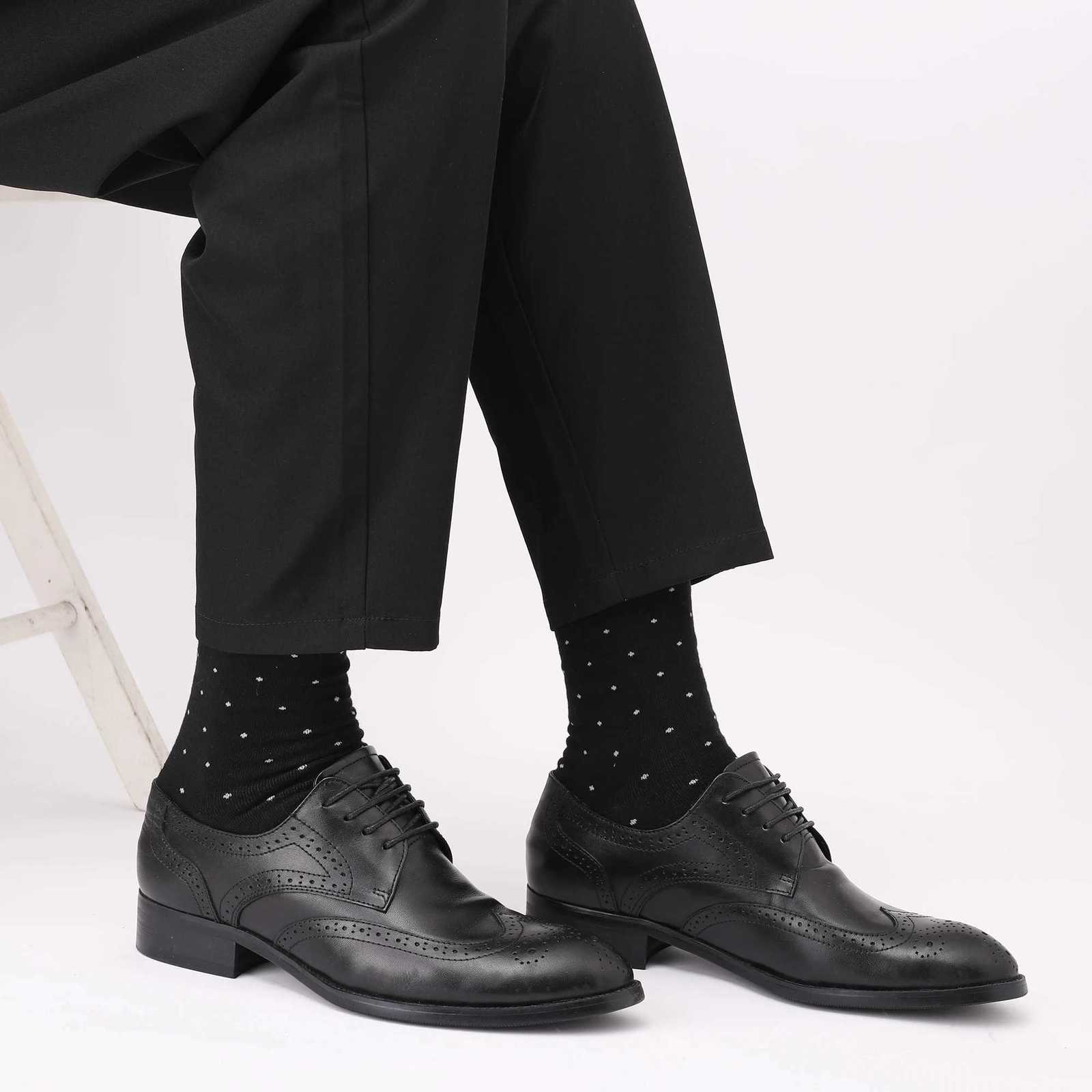 5 Pairs Men's Dress Socks Plus Size High Combed Cotton Crew Socks Black Cool Argyle Breathable Casual Socks for MenT260909 - view 6