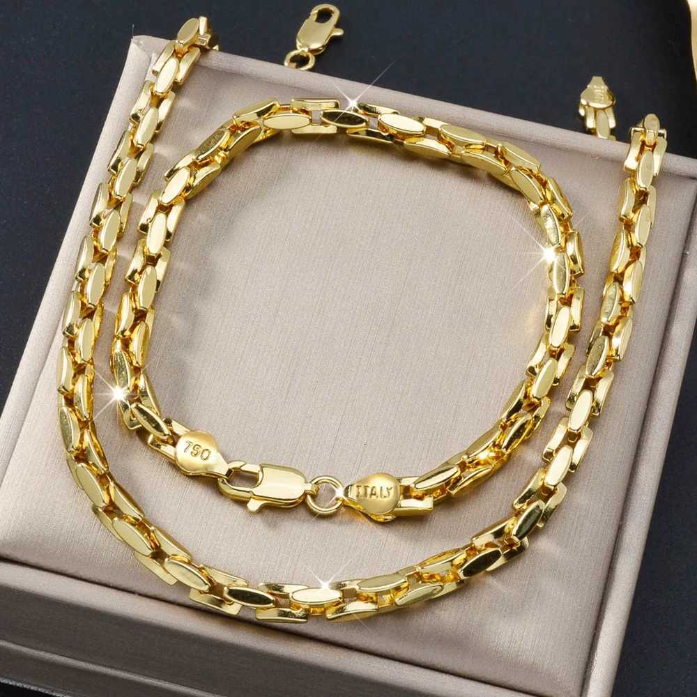 Luxury 18k Gold Plated Chain for Men Women Bracelet Necklace Jewelry Set Fashion Party Jewelry Accessories Valentines Day Gift Q260907 - view 7
