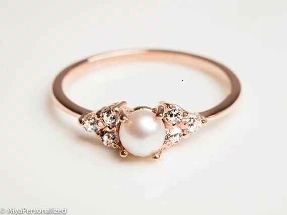 S925 sterling silver ring new 18k rose gold plated pearl ring, hand jewelry - view 7