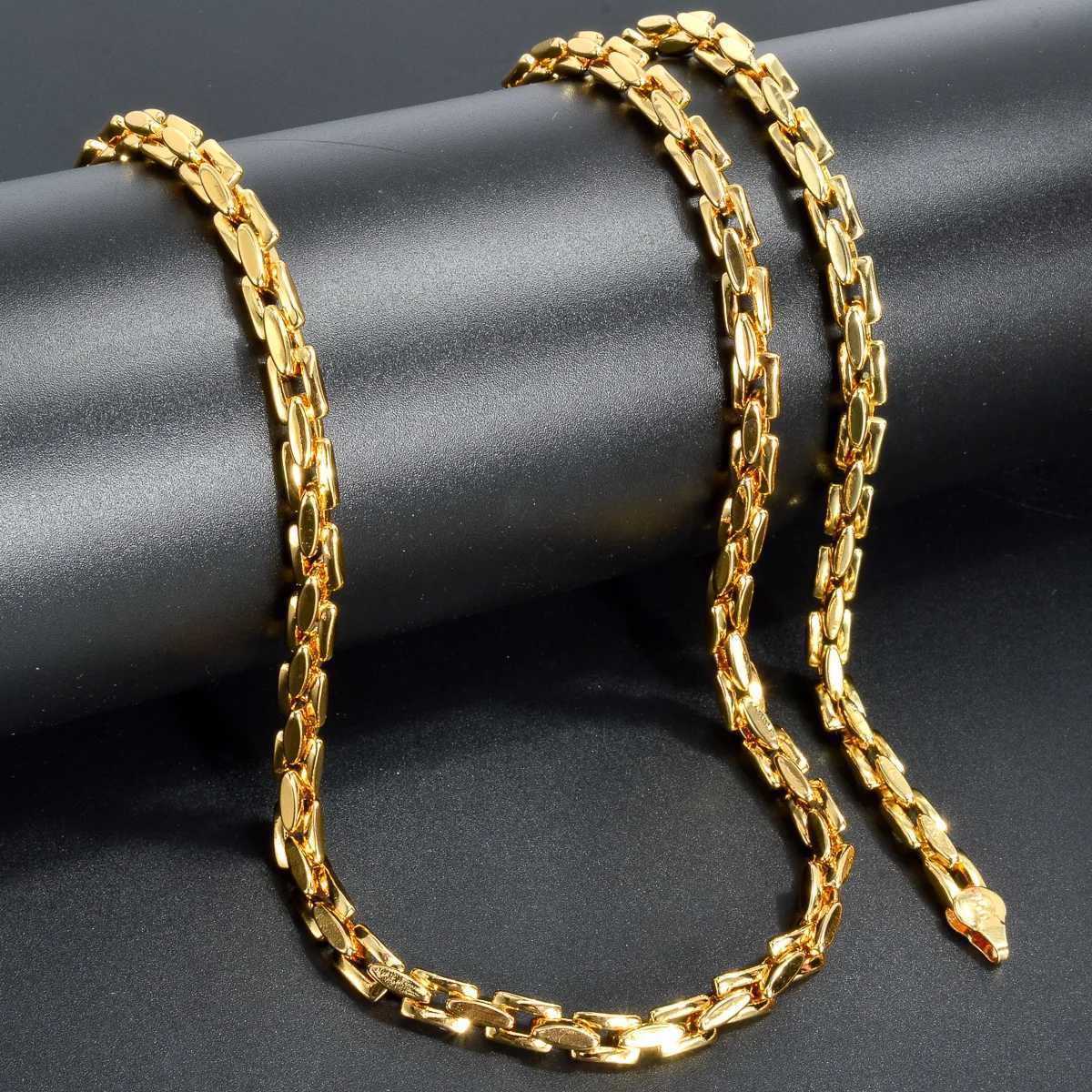Luxury 18k Gold Plated Chain for Men Women Bracelet Necklace Jewelry Set Fashion Party Jewelry Accessories Valentines Day Gift Q260907 - view 3