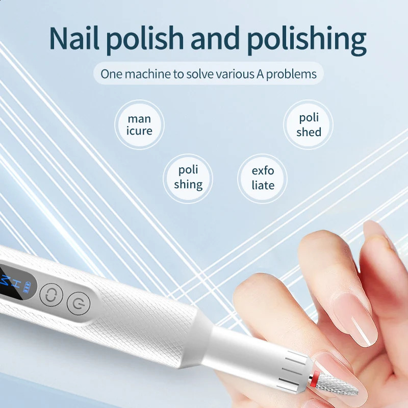 Upgraded Electric Nail Drill Cordless 6 Drill Bits 18000RPM LED Screen Professional Manicure Pedicure Gel Remover for Home Use 260909 - view 6