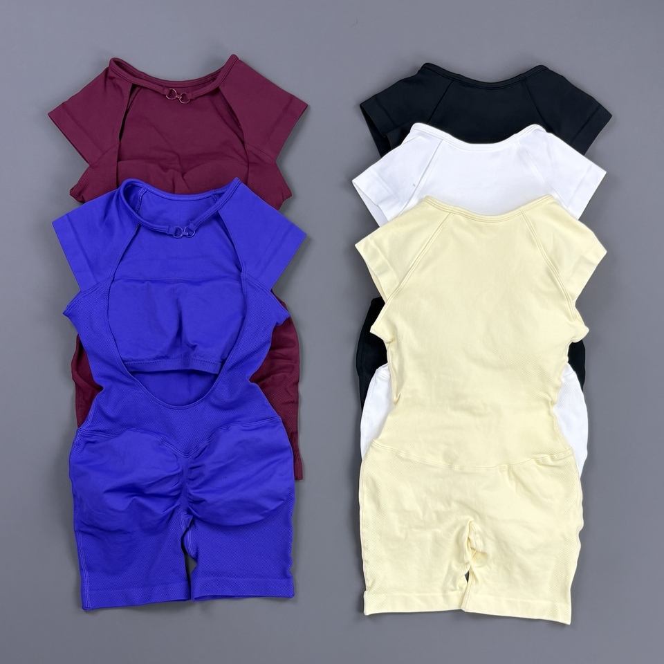 HISTELLO Impact Short Sleeve One Piece Bodysuit Women Backless Hollow Out Sports GYM Bodycon Slim Fit Sexy Yoga Workout Jumpsuit 26Y0909 - view 4