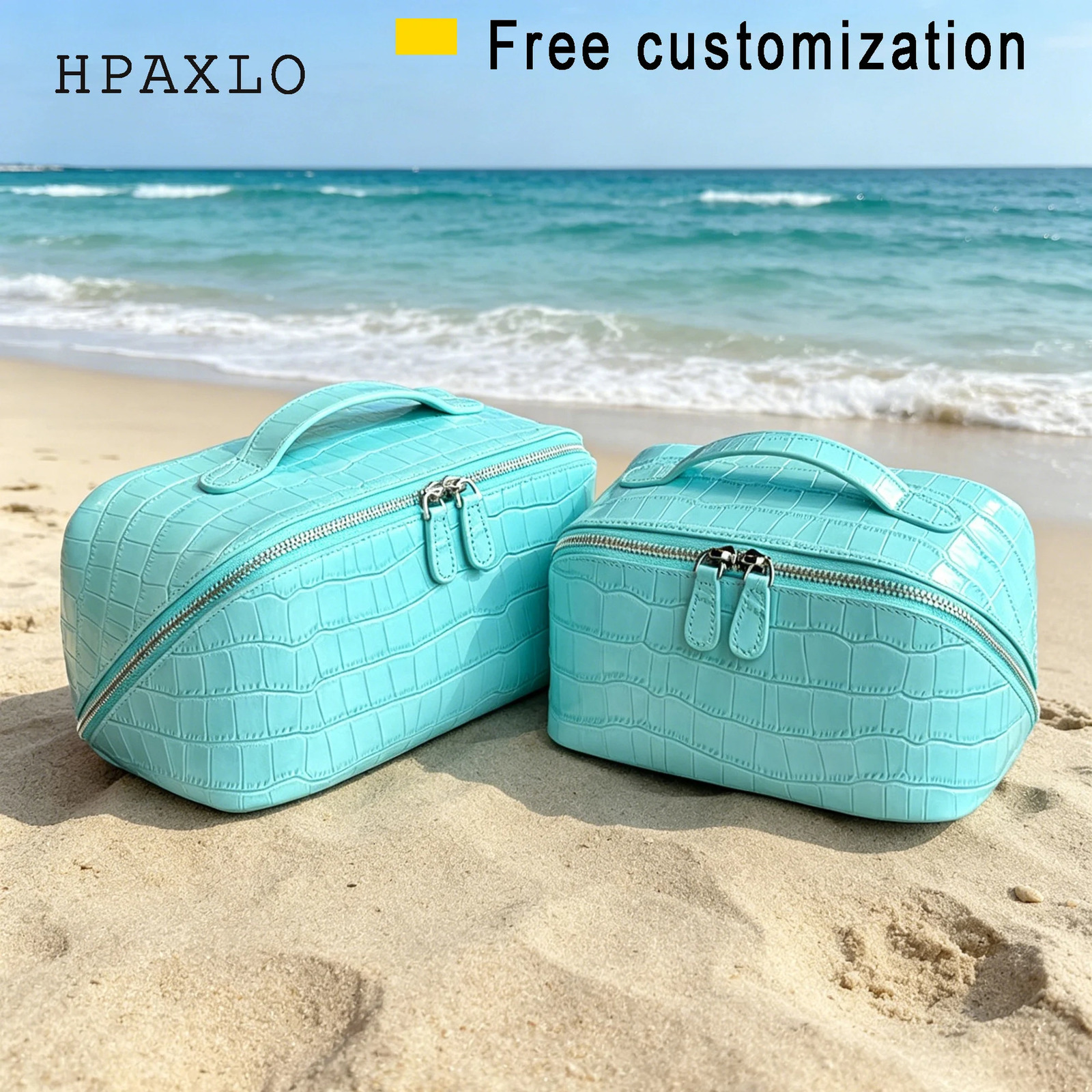 Crocodile Pattern Genuine Leather Cosmetic Bag y Large Capacity Cowhide Portable Travel Toiletry Storage 260909 - view 4