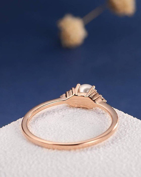 S925 sterling silver ring new 18k rose gold plated pearl ring, hand jewelry - view 3