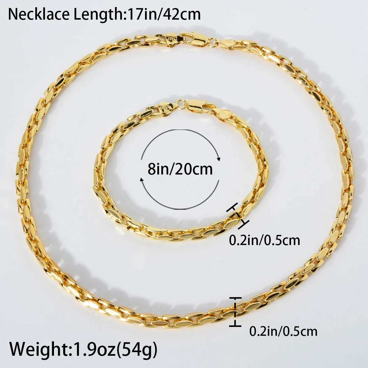 Luxury 18k Gold Plated Chain for Men Women Bracelet Necklace Jewelry Set Fashion Party Jewelry Accessories Valentines Day Gift Q260907 - view 6