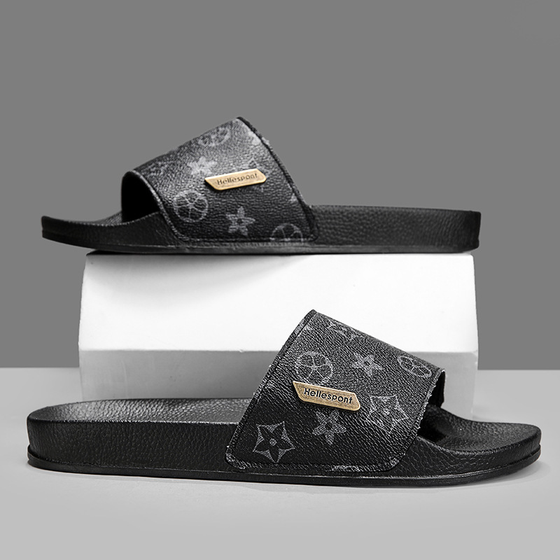 Luxury Design Slippers 2026 Men's Embossed Pattern Slide Sandals - Comfortable Cushioned Sole Footwear for Daily Home & Casual Use Free Shipping - view 9