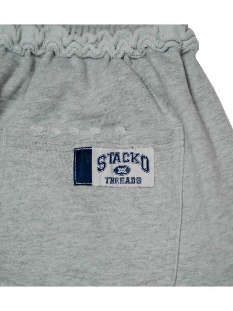 Streetwear Retro Pilot Sweatshorts Grey Crest Graphic Woven Label Frayed Long Y2K Swag Hip Hop Terry Unisex Baggy Shorts - view 3