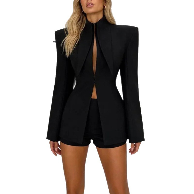 2026 New Casual Outfit: European American Style Solid Color Jacket and Slim-Fit Elegant Shorts Two-Piece Set - view 6