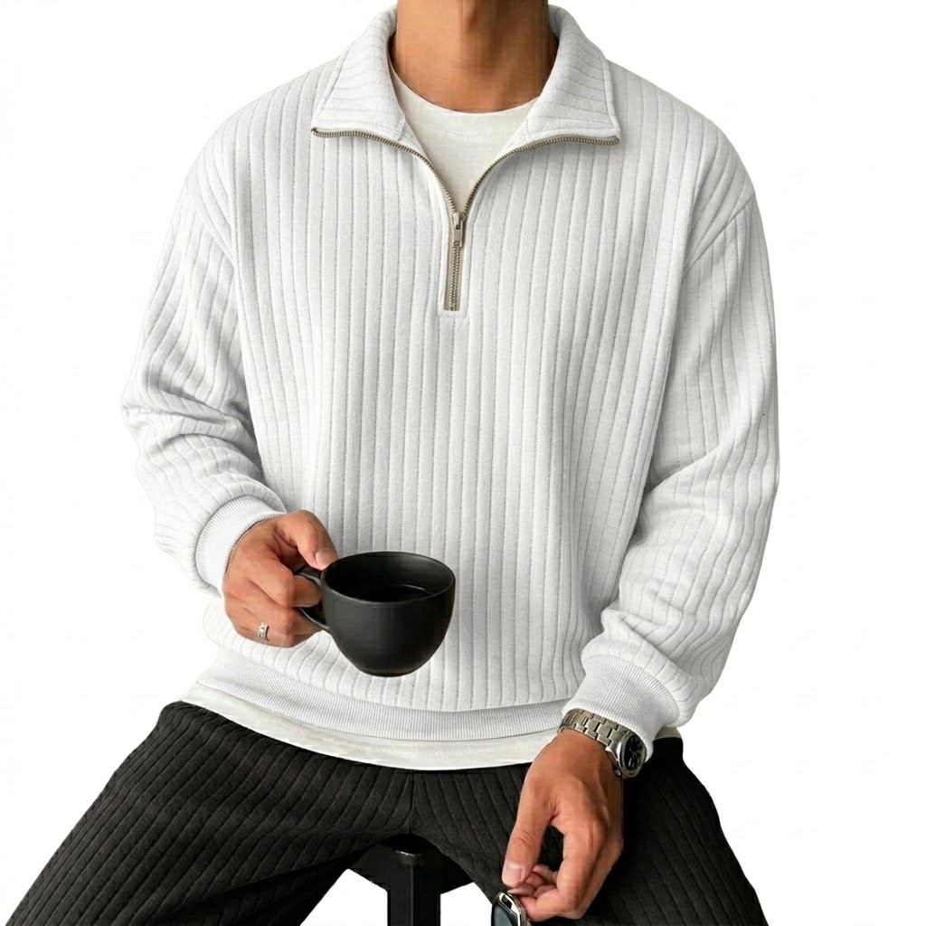 Quarter Men's Sweatshirts Luxury Solid Stripes Pullover Hoodies Gym Man V Neck Zip Up Shirts Long Sleeve Mens Coats 26Y0909 - view 4