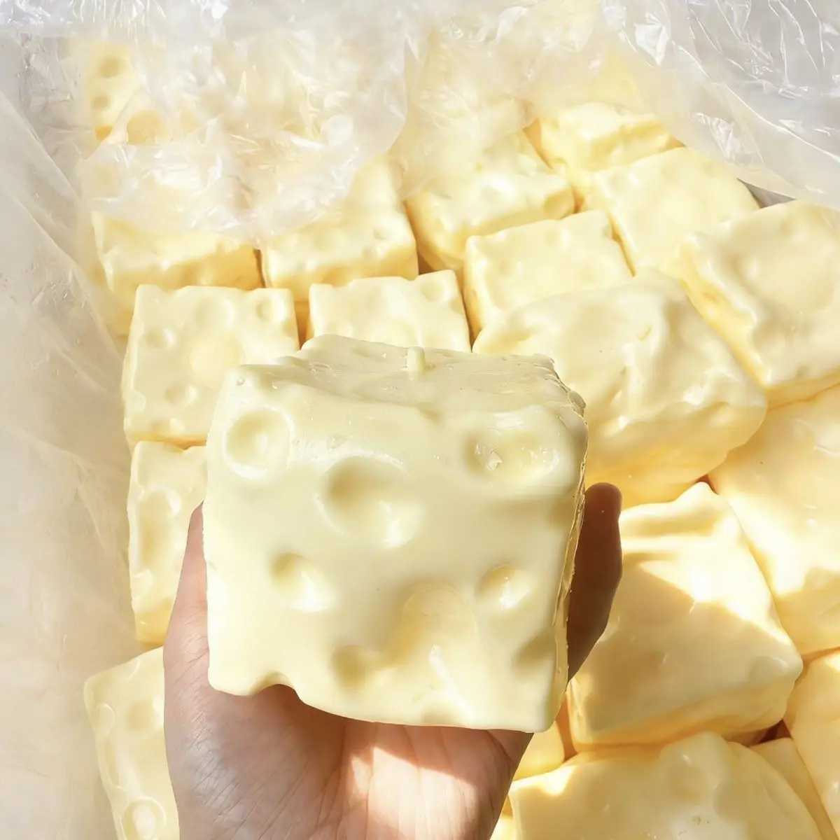 Cheese Block Squishy Fidget Toy Slow Rebound Vaseline Stress Relief Decompression Squeeze Toy For Adult Pink Coconut Oil Q260909 - view 4