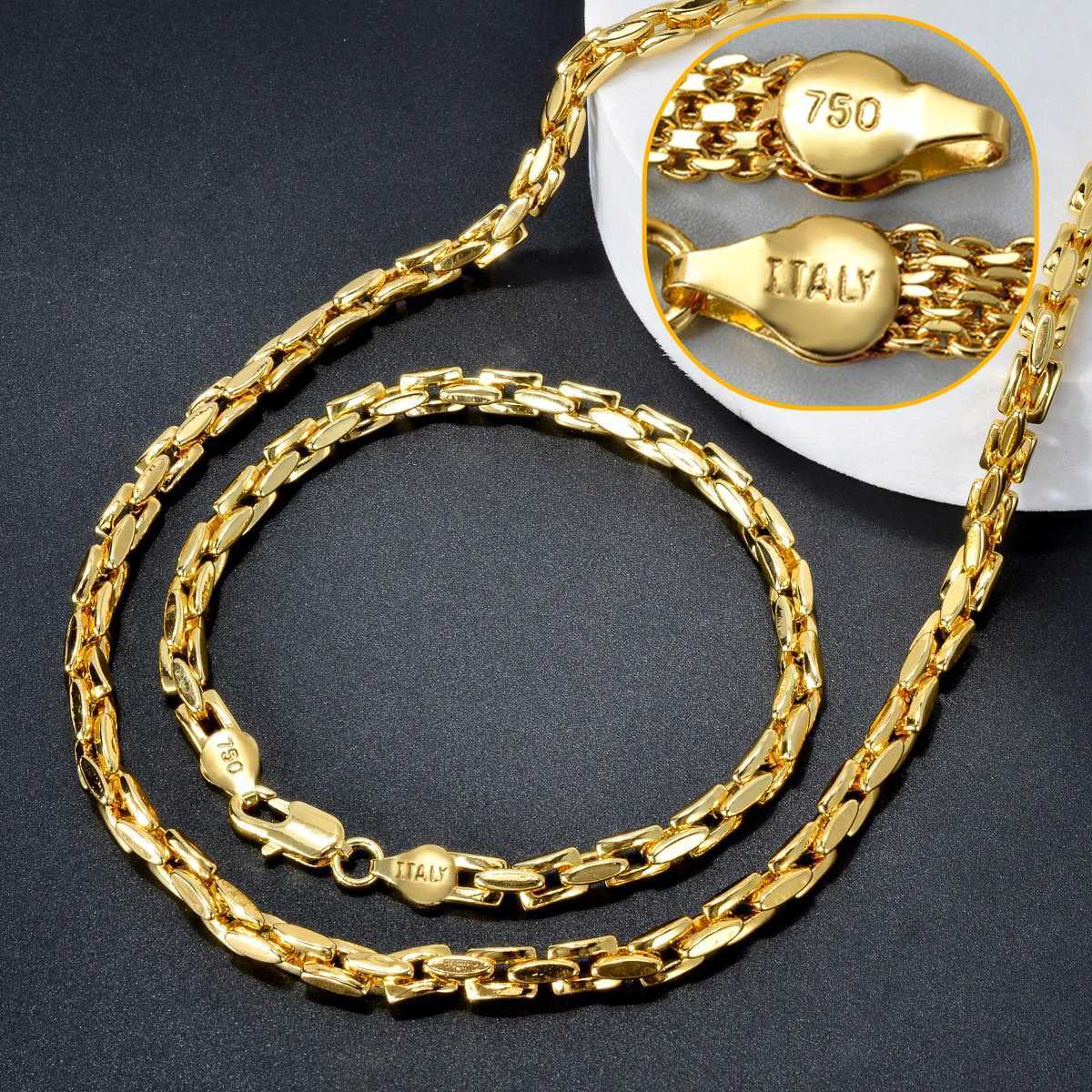Luxury 18k Gold Plated Chain for Men Women Bracelet Necklace Jewelry Set Fashion Party Jewelry Accessories Valentines Day Gift Q260907 - view 4