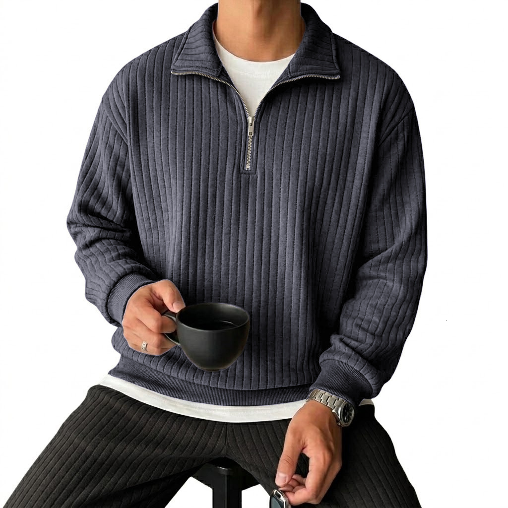 Quarter Men's Sweatshirts Luxury Solid Stripes Pullover Hoodies Gym Man V Neck Zip Up Shirts Long Sleeve Mens Coats 26Y0909 - view 5