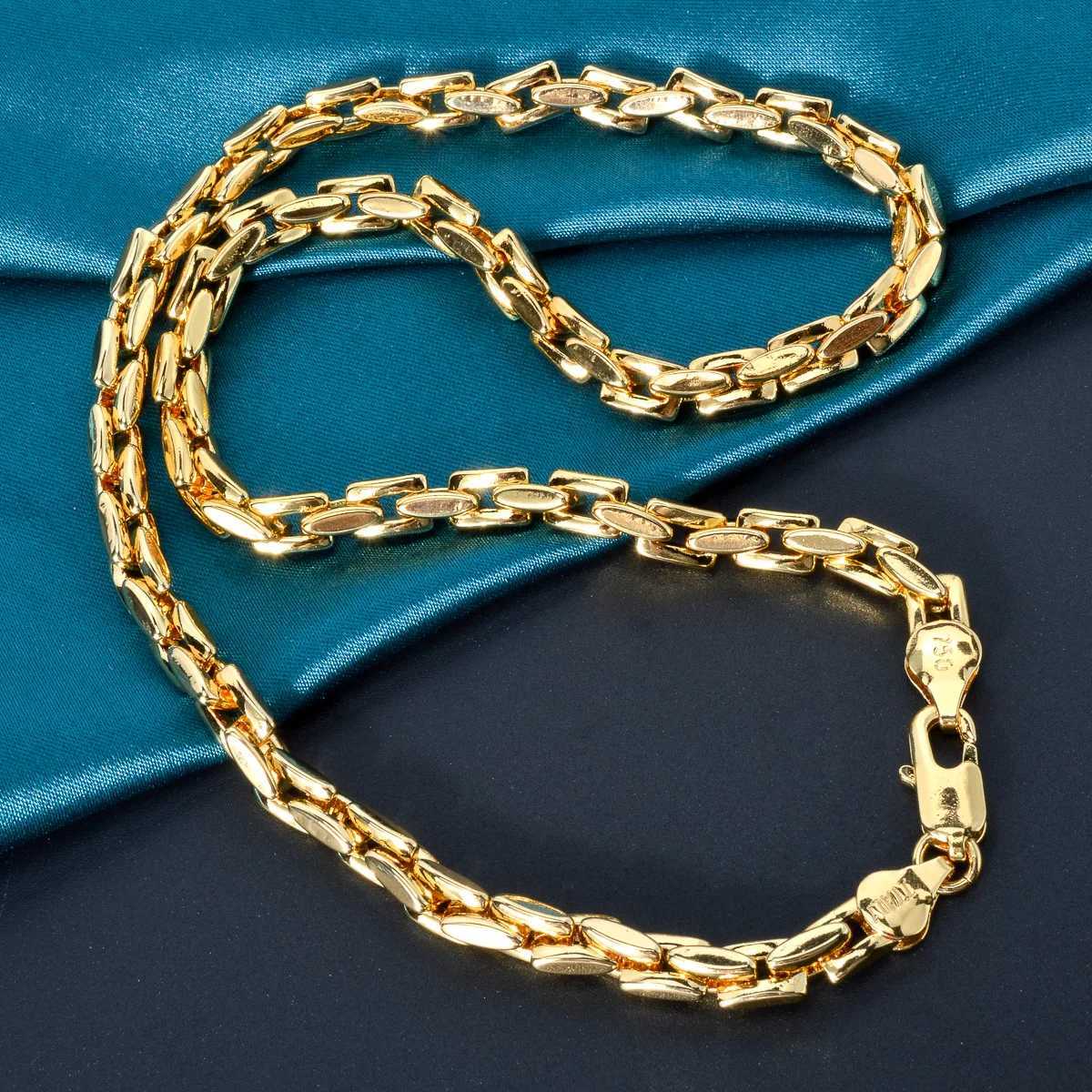 Luxury 18k Gold Plated Chain for Men Women Bracelet Necklace Jewelry Set Fashion Party Jewelry Accessories Valentines Day Gift Q260907 - view 5