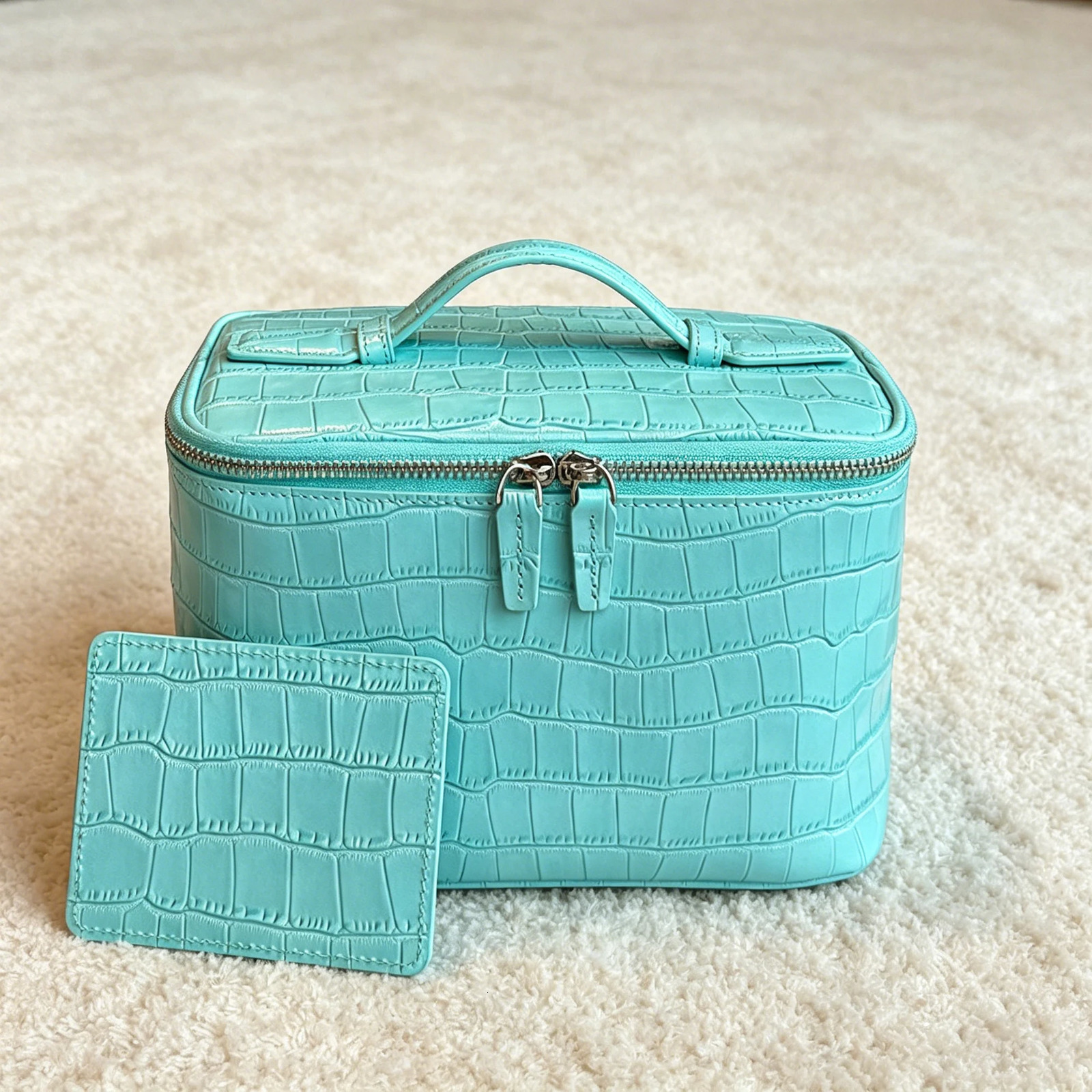 Crocodile Pattern Genuine Leather Cosmetic Bag y Large Capacity Cowhide Portable Travel Toiletry Storage 260909 - view 6