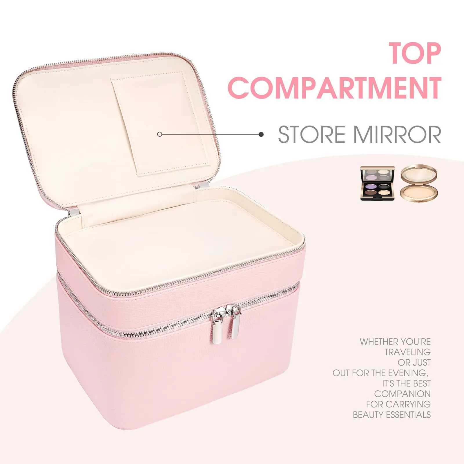 Double Layered Portable Professional Makeup Bag Skincare Tool Pack Beauty Eyelash PU Storage Box Multi Partition Cosmetic Bag S260909AU0U - view 4