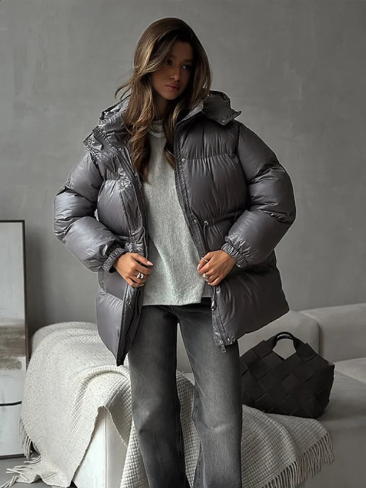 Solid Lace Up Cotton Coat Women Fashion Lapel Long Sleeve Pocket Warm Loose Short Jacket Lady Winter Commute Street Outwears 260909 - view 6