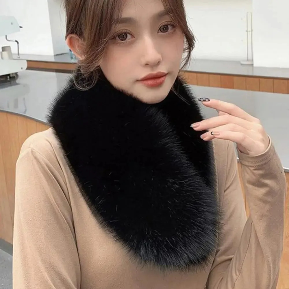 Double Sided Scarf Thick Warm Loop Circle Fur Collar Trim Detachable Windproof Faux Fox Fur Neck Warmer 260909 - view 5