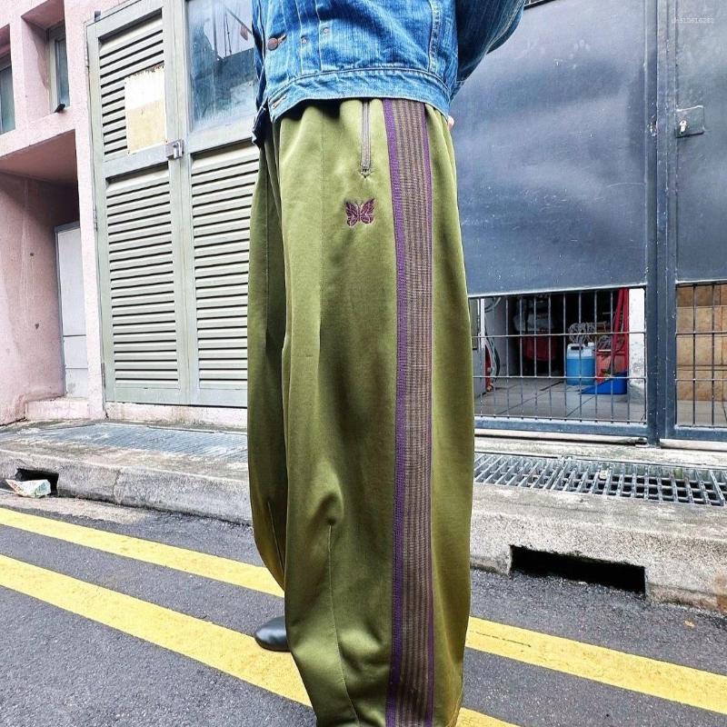 Needles Track Japanese Classic Black And Brown Wide-Leg Pants Hd Butterfly Embroidery Lantern Casual Baggy Unisex - view 5