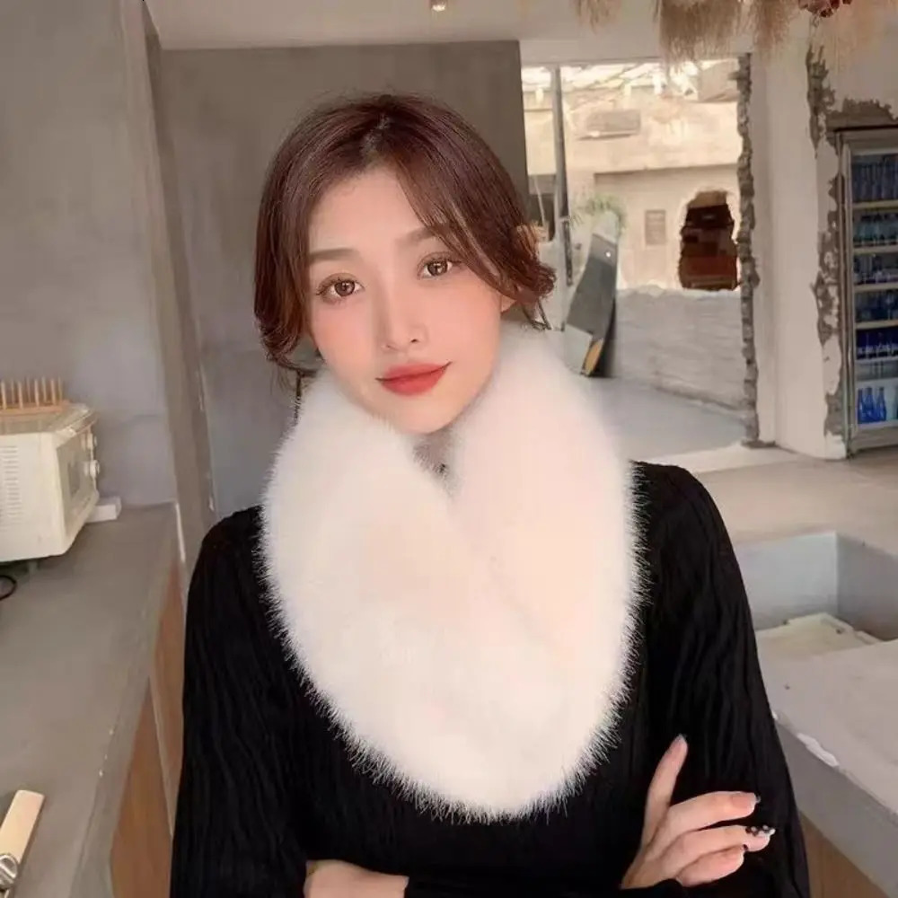 Double Sided Scarf Thick Warm Loop Circle Fur Collar Trim Detachable Windproof Faux Fox Fur Neck Warmer 260909 - view 6