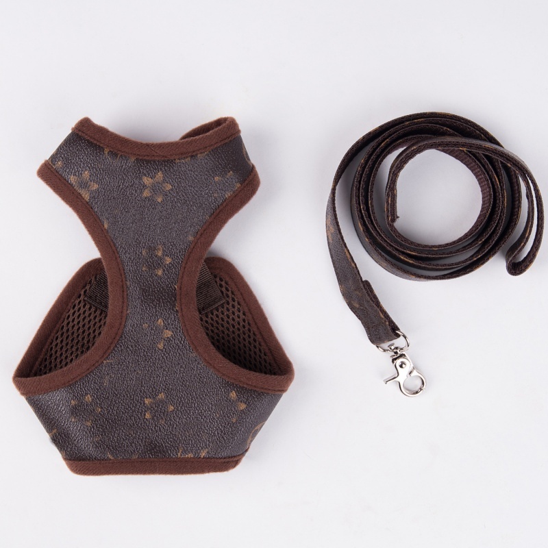 Luxury Dog Harness Leash Set Designer Vintage Breathable Mesh Step In Ring Soft Harness Adjustable for Small Dogs Cats Teddy Bear Daily Best Accessori - view 8