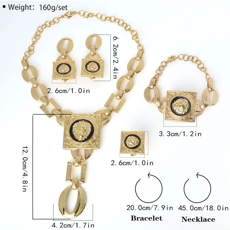 Gold Plated Jewelry Set For Women African Indian Dubai Wedding Jewellery y Choker Necklace Bracelet Earring Cuff Rings 260910 - view 3