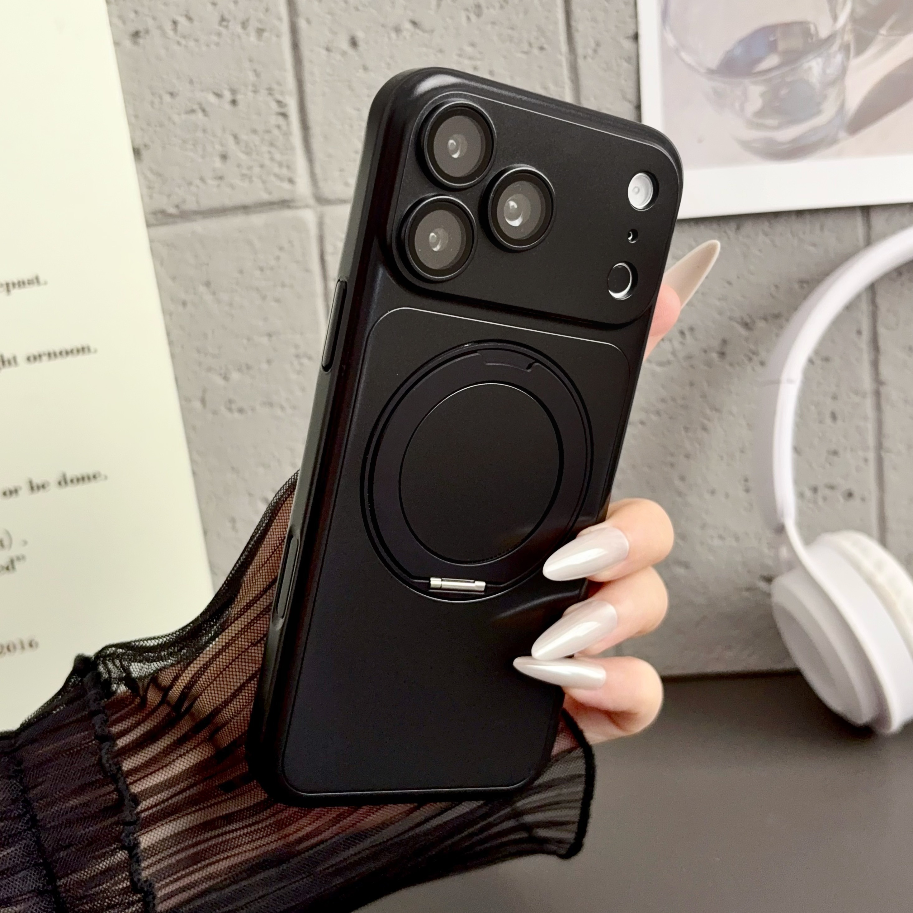 Phone Case 360 Rotating Metal Car Holder Ring Magnetic Case For Iphone 18 Pro Max 17 16 15 14 13 Magsafe Frosted Hard PC Bumper Cover Tcehub - view 4