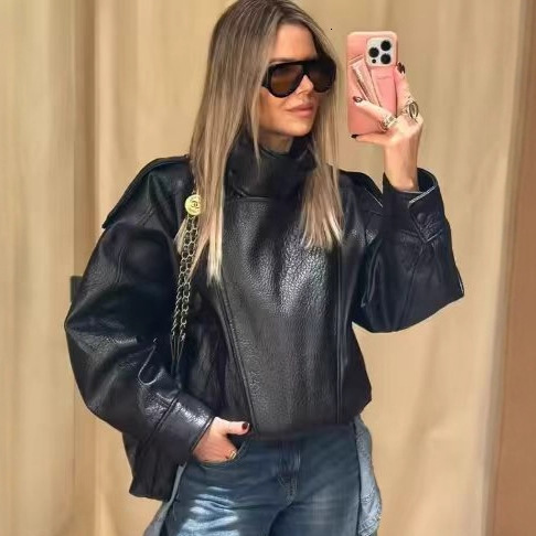 European-American style women's best-selling American retro leather jacket for outerwear, motorcycle-style leather jacket - view 5
