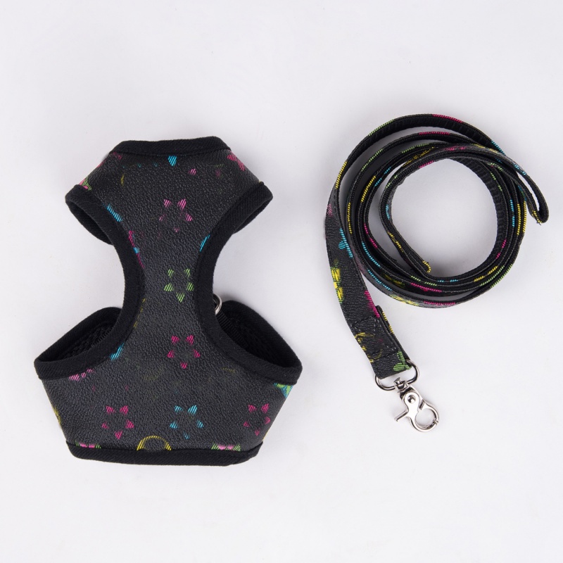 Luxury Dog Harness Leash Set Designer Vintage Breathable Mesh Step In Ring Soft Harness Adjustable for Small Dogs Cats Teddy Bear Daily Best Accessori - view 6
