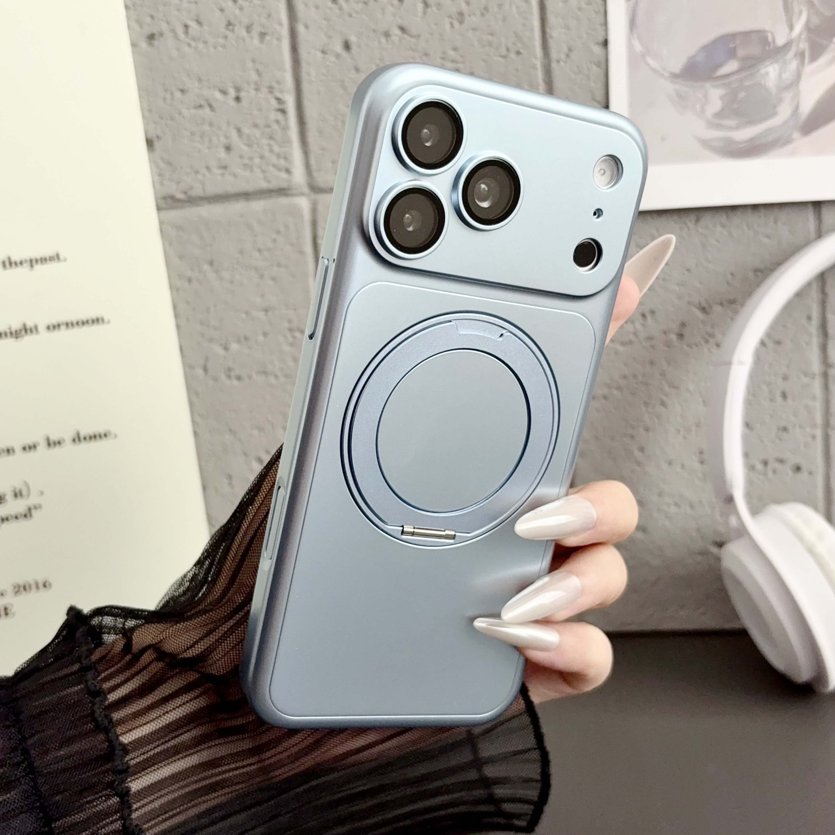 Phone Case 360 Rotating Metal Car Holder Ring Magnetic Case For Iphone 18 Pro Max 17 16 15 14 13 Magsafe Frosted Hard PC Bumper Cover Tcehub - view 5