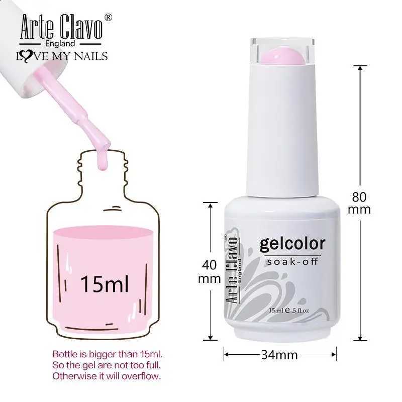 Arte Clavo 15ml Gel Nail Polishes Pink Nude Hybrid Nail Gel Lak Manicure Semi-permanent Enamels Varnish For UV LED Nail Supplies Q260910 - view 7