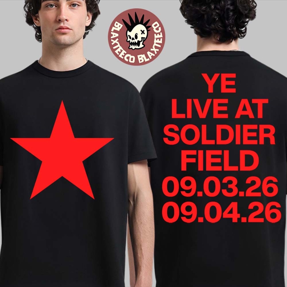 Rapper YE LIVE AT SOLDIER FIELD Tour 2026 Print T-shirt Tees Men Women Fashion Short-sleeved Cotton Loose Casual Hip-hop Punk T Shirts Tops