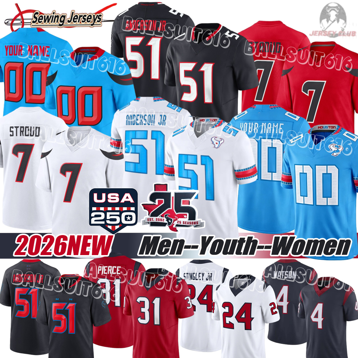 Maglia Houstones Texans # 7 Maglia CJ Stroud Maglia Texana Stefon Diggs Maglia …