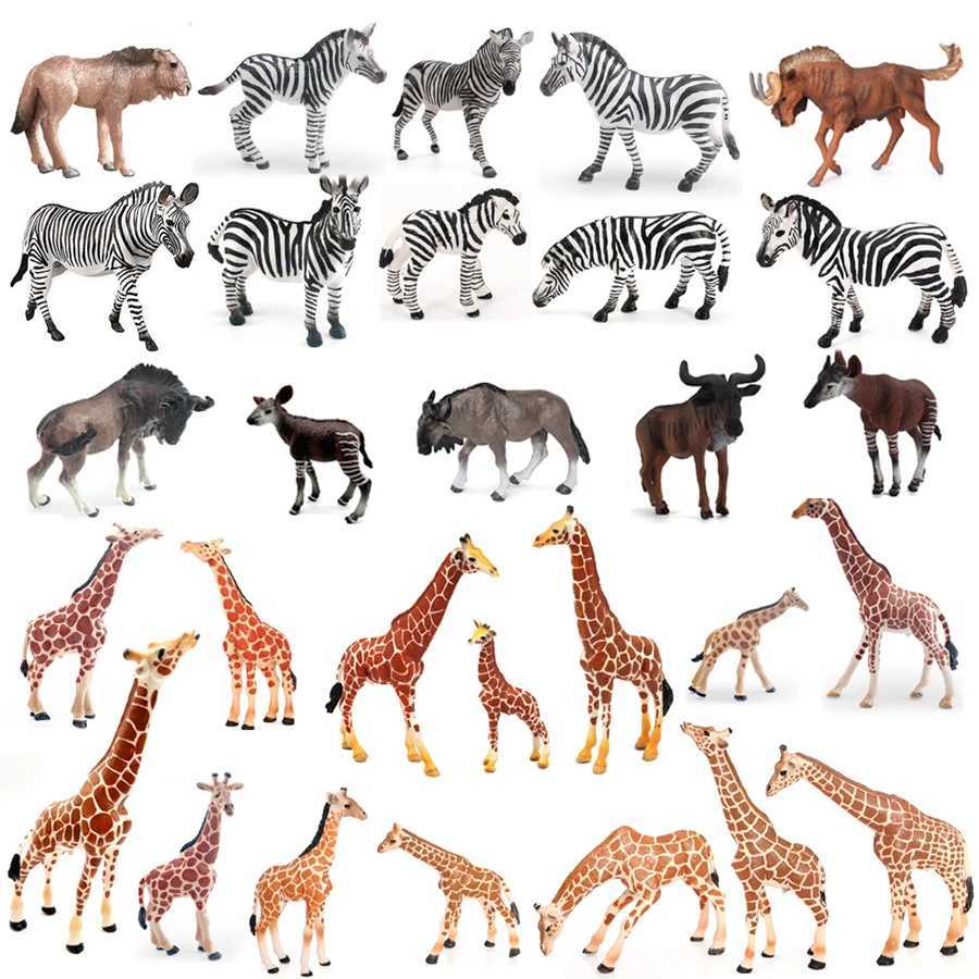 Simulation Wild Forest Animals Okapi Giraffe Wildebeest Zebra Plastic Model Figure Educational Collection Gift For Kids C260908