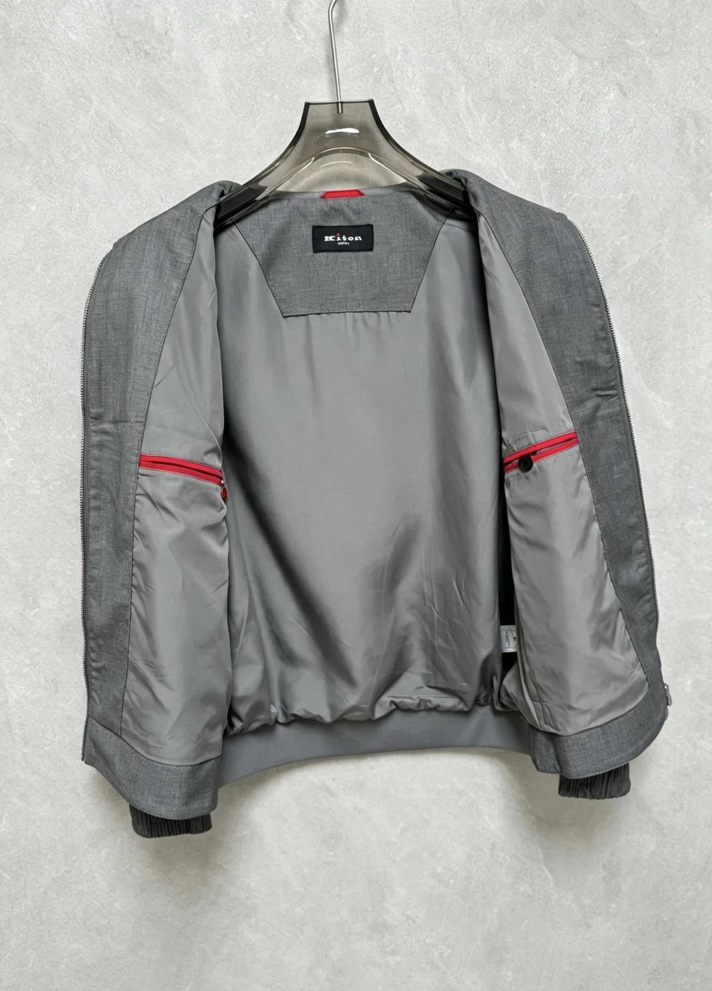 Kiton Men's Bomber Jacket Full Zip Baseball Collar Casual Lightweight Outerwear Christmas Gift for Men Z260909 - view 5