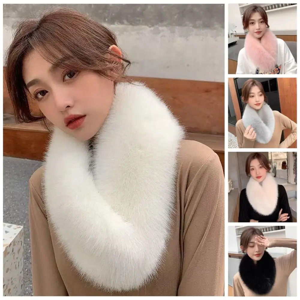 Double Sided Scarf Thick Warm Loop Circle Fur Collar Trim Detachable Windproof Faux Fox Fur Neck Warmer 260909 - view 4