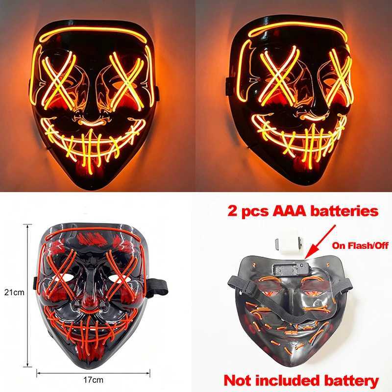 2026 Halloween Party Supplies Luminous LED Purge Mask Wireless EL Neon Light Full Face Mask Cosplay For Adult Glow In The Dark S260911H1WH - view 6