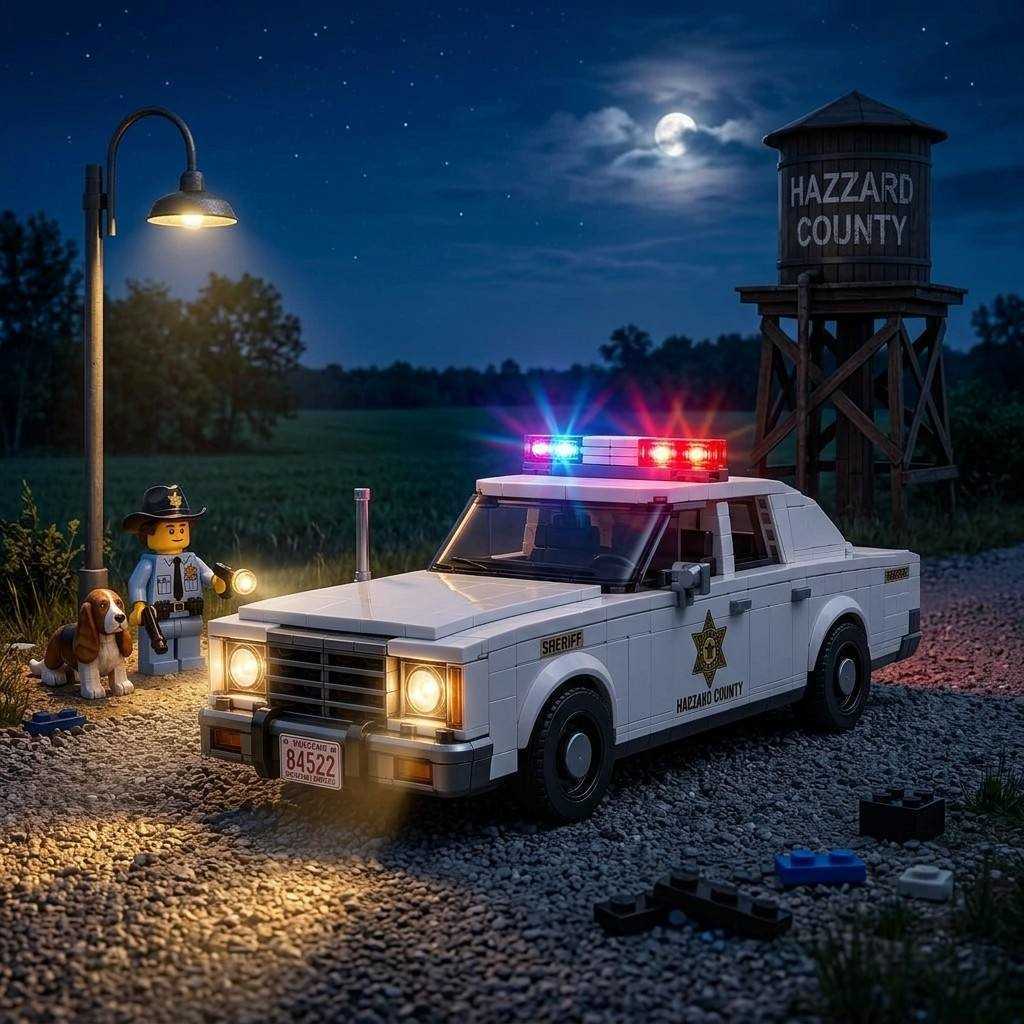 47th Anniversary Edition Hazerd Sheriff Patrol Car Building Block Set White Police Car Sheriff's Hound S2609116XTX - view 5