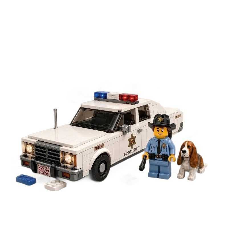 47th Anniversary Edition Hazerd Sheriff Patrol Car Building Block Set White Police Car Sheriff's Hound S2609116XTX - view 6