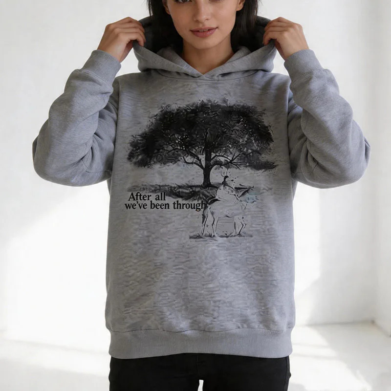 European American Tree Print Pocketless Long Sleeved Pullover Hoodie Retro Fashion Street Loose Casual Sweatshirt Top Men Women 260923 - view 7