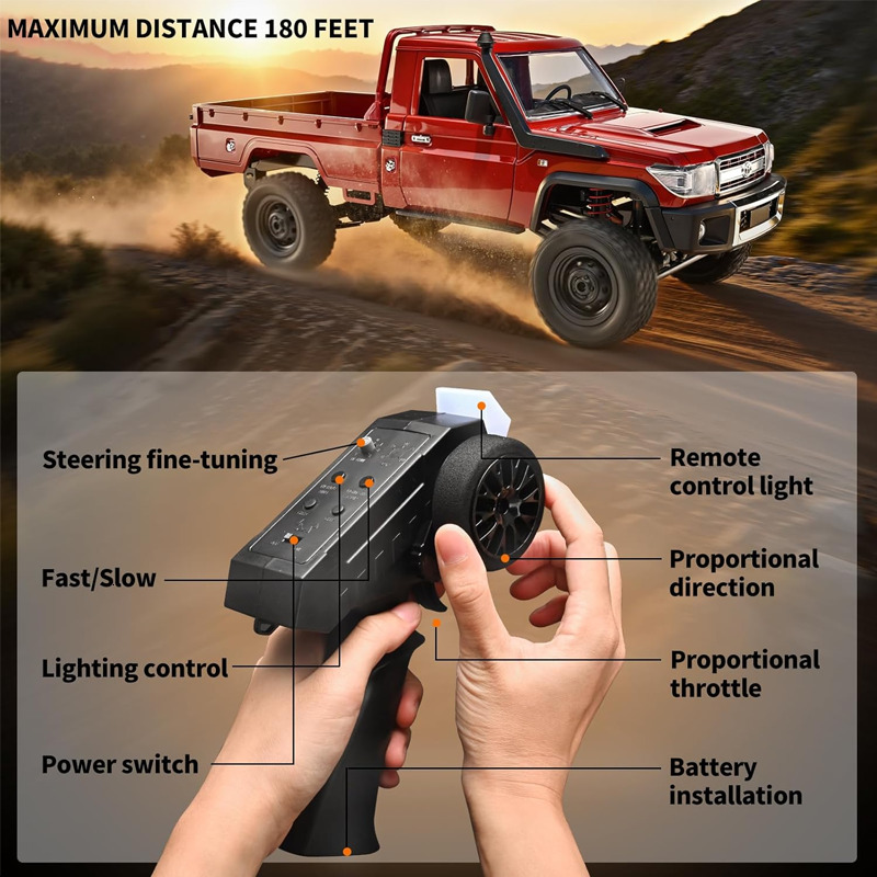 MN82 Simulation RC Pickup Truck 1/12 4WD All Terrain OffRoad Climbing Vehicle 2.4G Remote Control With LED Lamp For Outdoor Play - view 3