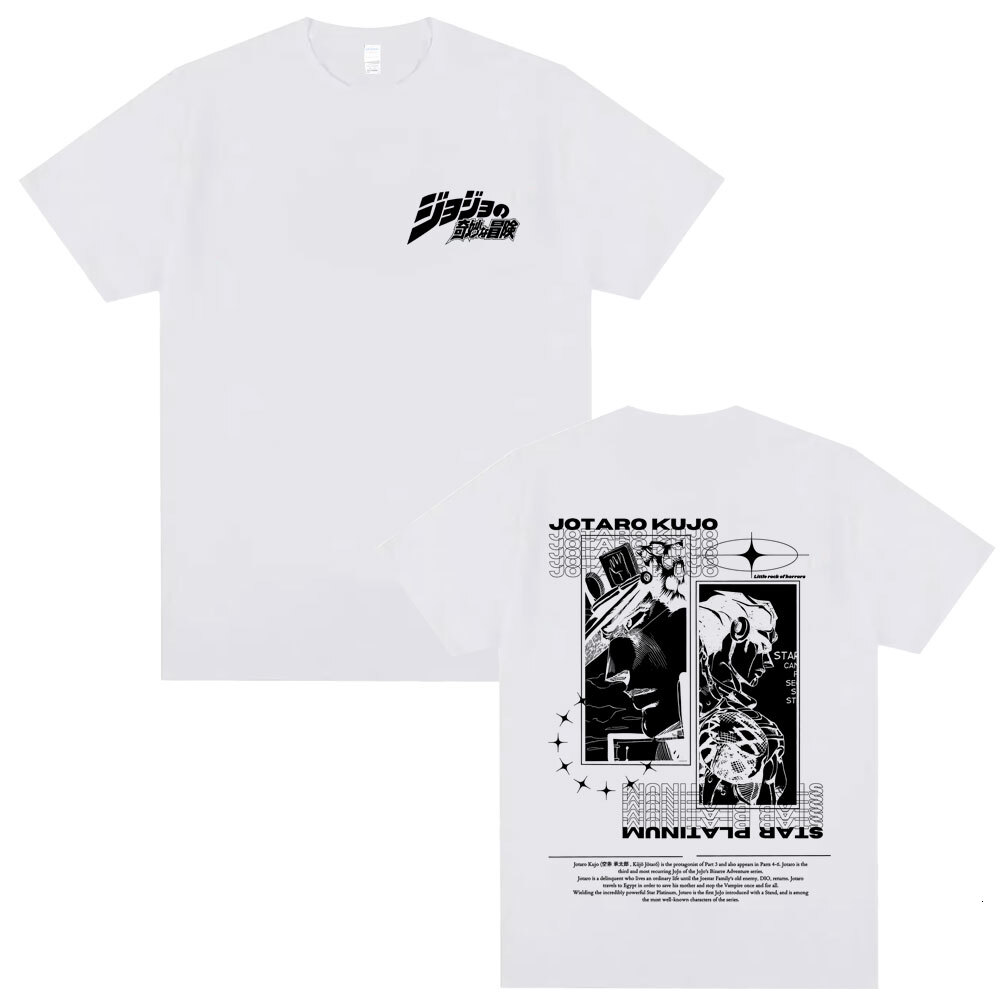 Anime JoJo's Bizarre Adventure Kujo Jotaro Star Platinum Graphic T-shirt Men Women Casual Cotton Vintage Short Sleeve T Shirts - view 5